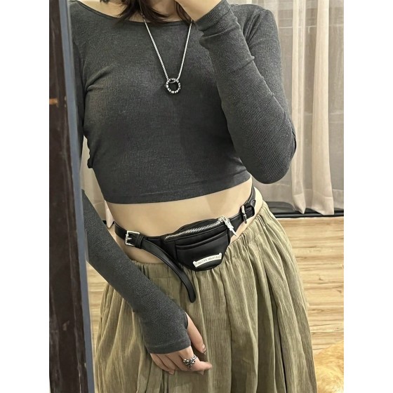 严选-简约休闲跨境iNS女士气质PU通勤休闲购物辣妹腰包零钱手腕包