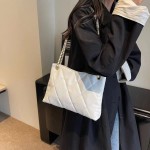 女包新款百搭时尚菱格绣线设计链条通勤斜挎包单肩托特包女代发