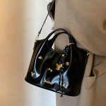 时尚手提托特包小狗黑色小众通勤手提包女款通勤手提单肩斜挎包