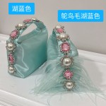 小红书网红同款手拿包镶钻珍珠缎面饭盒包夏季小包晚宴包手提包女