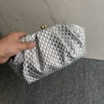 包包女2026新款欧美时尚轻奢手拿包晚宴包浅金色编织纹手包夹子包