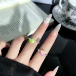 可爱元气感渐变苹果造型开口戒指女一样Y2K少女俏皮百搭指环配饰