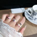 软萌甜系渐变珐琅苹果开口戒指女显白气质高级感学生时尚百搭指环