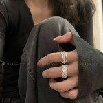 肌理感立体花朵戒指女简约时尚百搭气质开口指环食指戒潮