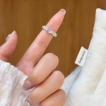 爆闪微镶锆石戒指女小众感食指戒新中式轻奢小众感设计百搭潮指环