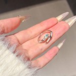 欧美独特锆石绿眼睛蛇形开口戒指复古冷淡风轻奢个性风潮小蛇指环