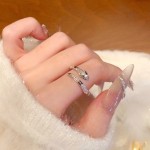 欧美独特锆石绿眼睛蛇形开口戒指复古冷淡风轻奢个性风潮小蛇指环