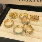 中古轻奢百搭精致滴油指环新中式国潮风珐琅烧蓝蕾丝葫芦开口戒指