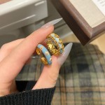 中古轻奢百搭精致滴油指环新中式国潮风珐琅烧蓝蕾丝葫芦开口戒指