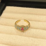 中古轻奢百搭精致滴油指环新中式国潮风珐琅烧蓝蕾丝葫芦开口戒指