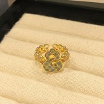 中古轻奢百搭精致滴油指环新中式国潮风珐琅烧蓝蕾丝葫芦开口戒指