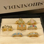 中古轻奢百搭精致滴油指环新中式国潮风珐琅烧蓝蕾丝葫芦开口戒指
