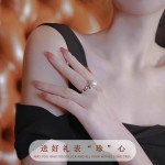 韩版轻奢珍珠戒指女小众设计独特开口指环轻奢送闺蜜高级感食指戒
