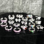 幻彩雾境韩版时尚轻奢哑光银色蝴蝶花朵戒指女精致叠戴甜美指环潮