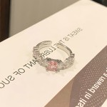 甜美粉锆系列满排彩钻多巴胺戒指女满天星蝴蝶高级感轻奢小众指环
