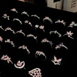 甜美粉锆系列满排彩钻多巴胺戒指女满天星蝴蝶高级感轻奢小众指环