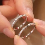 2024新款不掉色开口可调节竹节情侣戒指情人节礼物素圈指环送女友
