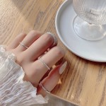 韩国东大门ins波光粼粼菜花素圈戒指925纯银冷淡风简约银河链指环