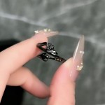 万圣酷饰暗黑天鹅蝙蝠蜘蛛时尚朋克开口戒指无性别风潮流小众指环