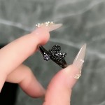 万圣酷饰暗黑天鹅蝙蝠蜘蛛时尚朋克开口戒指无性别风潮流小众指环