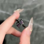 万圣酷饰暗黑天鹅蝙蝠蜘蛛时尚朋克开口戒指无性别风潮流小众指环