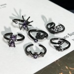 万圣酷饰暗黑天鹅蝙蝠蜘蛛时尚朋克开口戒指无性别风潮流小众指环