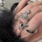 嘻哈朋克风镶钻甜酷开口戒指女土星立体冷淡风小众个性潮流指环