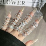 云涧流光甜美风网红小众设计感蝴蝶花朵戒指女蕾丝镂空叠戴指环潮
