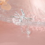 流苏燕子戒指磨砂拉丝设计感圆钻关节戒个性飞翔的小鸟食指指环女