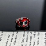 甜酷红色系列草莓星月开口戒指女星蝶逐光小众设计感ins潮搭指环