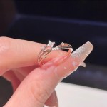 日韩闪锆星星戒指女ins小众轻奢时尚气质四芒星开口调节通勤指环