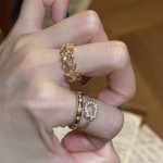 复古精致马蹄满钻指环时尚百搭镶嵌锆石女款戒指高级感叠戴素戒
