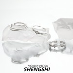 新款素圈锆石三件套叠戴食指小众设计高级感装饰品指环开口戒指女