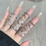碎钻合集星星十字架几何微镶个性简约戒指女冷淡风时尚百搭指环潮