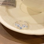 「蕾堡仙境」精致蕾丝蝴蝶镂空爱心亮银超闪开口戒甜酷设计感指环