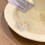 「蕾堡仙境」精致蕾丝蝴蝶镂空爱心亮银超闪开口戒甜酷设计感指环