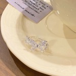 「蕾堡仙境」精致蕾丝蝴蝶镂空爱心亮银超闪开口戒甜酷设计感指环
