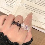 「琉音琴谱」古早亚文化喷砂音符开口戒精致独特设计嘻哈风指环女