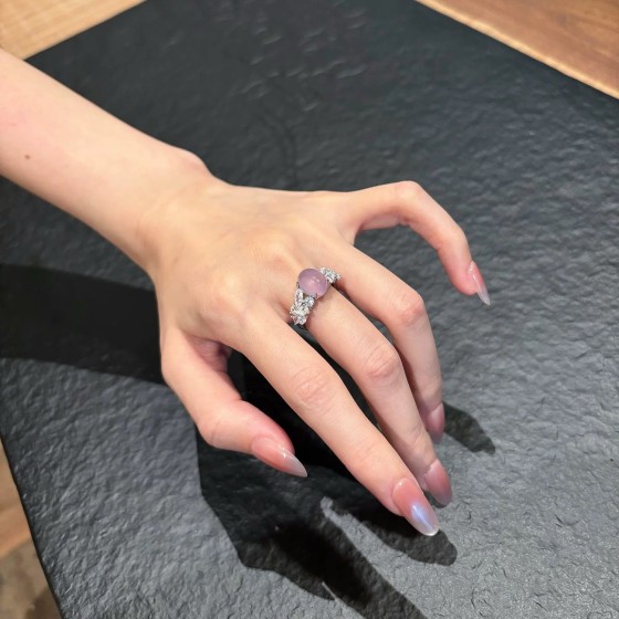 新中式仿紫色玉髓戒指女高级感气质闪锆指环送闺蜜礼物情人节饰品