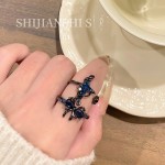 「蓝夜蝶音」枪黑蝴蝶音符哥特亚风戒指女时尚小众冷淡风个性指环
