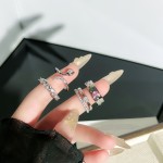 轻奢混搭经典单钻个性简约开口戒指女蛇形设计感彩钻精致叠戴指环