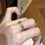 珐琅滴油工艺锆石H戒指显白肉桂奶茶棕指环女配饰小众高级感饰品