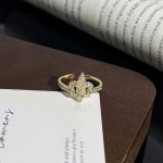 新款咖啡金合集开口戒指女复古鎏金质感鸢尾花欧美风时尚个性指环