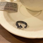 「暗摇梵花」十字黑锆银坠鸢尾花戒指女无性别风小众设计百搭指环