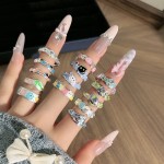 韩系可爱卡通涂鸦彩色滴釉个性戒指女Y2K甜酷辣妹独特设计感指环
