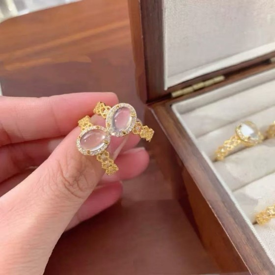 新中式白月光冰透仿玉髓戒指女轻奢小众高级感指环精致百搭潮手饰