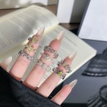 黄钻系列落日余光几何圆形锆石镶嵌戒指女时尚混搭轻奢高级感指环