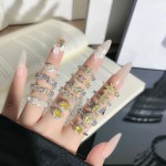 黄钻系列落日余光几何圆形锆石镶嵌戒指女时尚混搭轻奢高级感指环