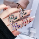 简约时尚纹理蛇形滴釉开口戒指戒指女百搭气质小众设计感轻奢指环