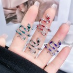 简约时尚纹理蛇形滴釉开口戒指戒指女百搭气质小众设计感轻奢指环